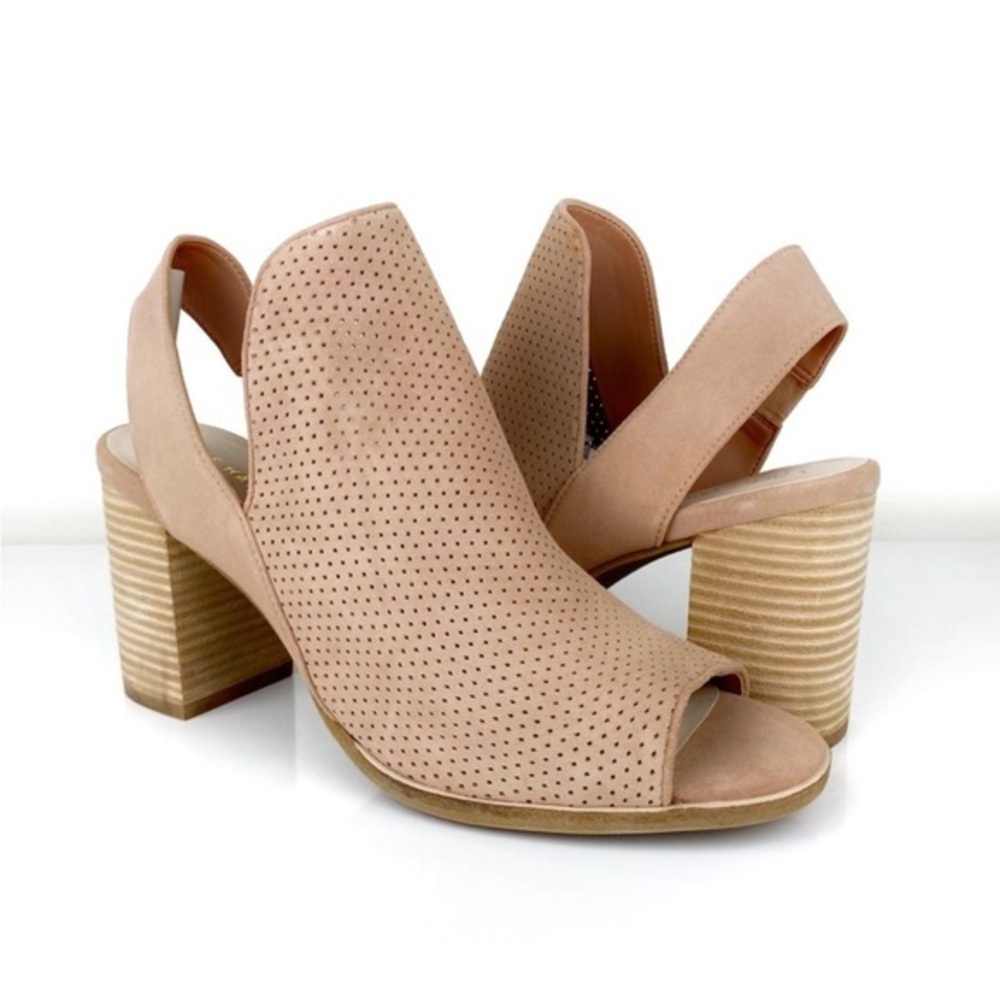 Cole Haan Women's Callista Open Toe Sling Back Perforated Bootie Tan Size 9